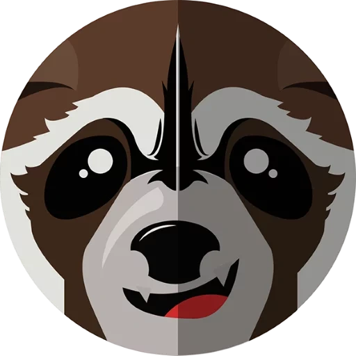 procione, cane, emoticon panda, animali carini, faccia di bradipo logo
