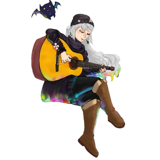 play the guitar, take the guitar, guitar playboy, cecil guardian story, the girl playing the guitar