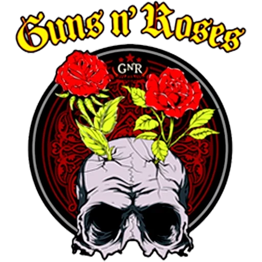 guns n roses, die schädelrose, girlande mit totenköpfen, guns n roses 2012 disk