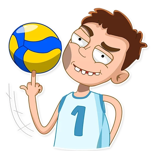 cartoon volleyballspieler, volleyball kinder, telegramm aufkleber, volleyball, aufkleber telegramm