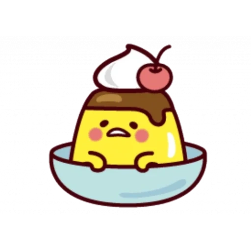 aliments sucrés, puddings kawaii, les dessins de nourriture sont mignons, dessins kawaii mignons, gâteau de dessins alimentaires kawaii