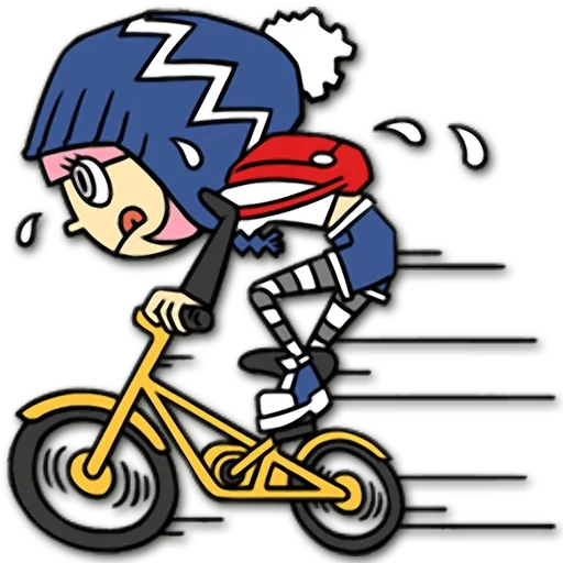bicicletta, su una bicicletta, ragazza hacker, bicicletta di bambini, i ciclisti sono cartoony