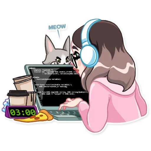 os furry, cute cats, girl hacker, cat programmer art
