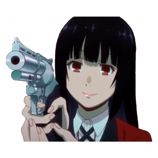 yumeko, kakegurui, yumeko jabami, аниме пистолет, аниме безумный азарт