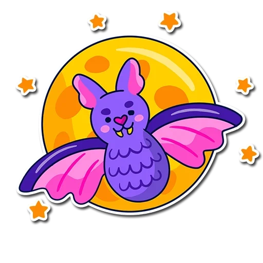 sticker, animals are cute, princess moon, cartoon butterfly sticker