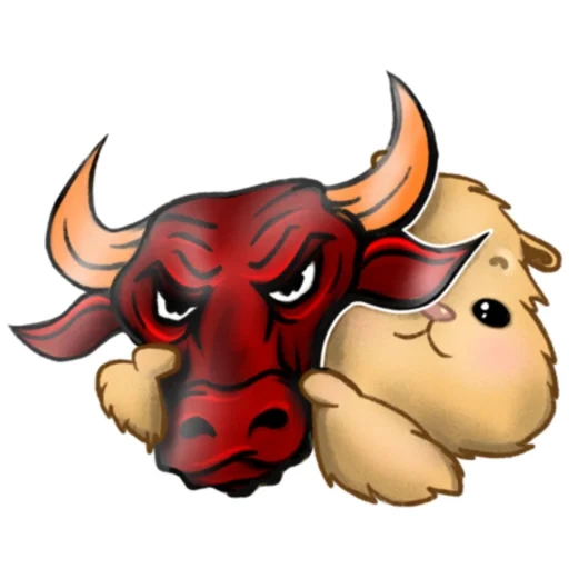 bull bull, coroa de touros, a cabeça de um touro maligno, chifres vermelhos