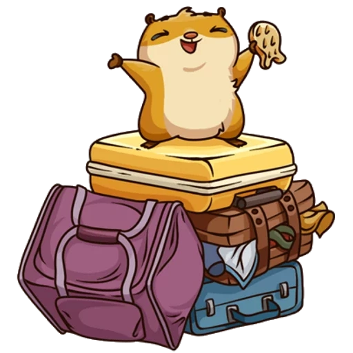 hamster senya, o hamster coleta uma mala