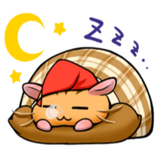 gracioso, gatito, dormir gato, lindo sello, dibujos animados de gato soñoliento