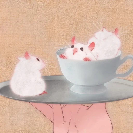 chat, mignonne souris, souris de thé, tasse de hamster, le hamster est mignon
