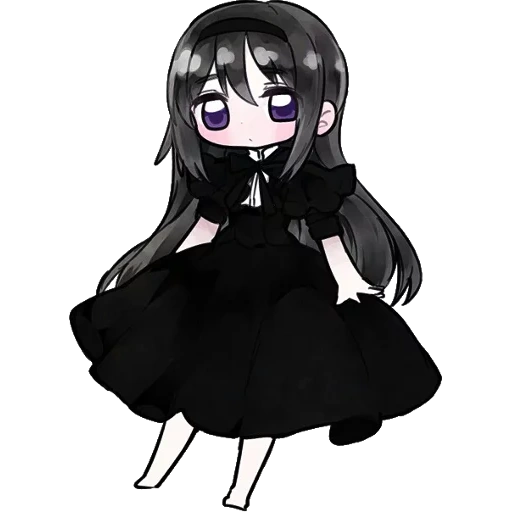 chibi negro, chibi khomura, homura akemi, personajes de anime, akemi khomura chibi