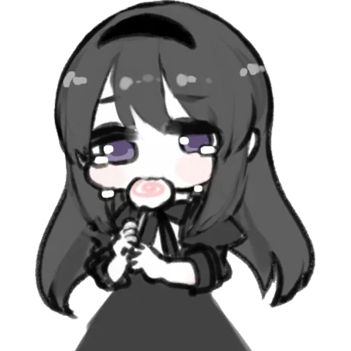 picture, chibi black, chibi khomura, homura akemi, akemi khomura chibi