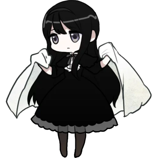 chibi, homura, khomura, chibi black, anime characters