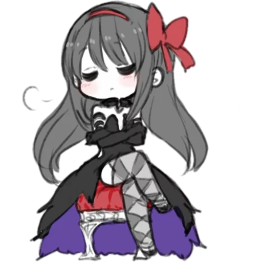 homura, akmi chibi, houcun chibi akmi, anime de madoka magika, madoka la sorcière