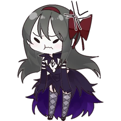 homura, khomura, anime kunst, anime charaktere, akemi khomura chibi