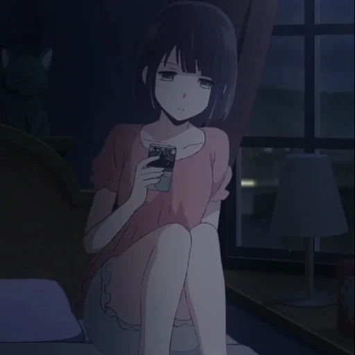 anime, anime girl, anime corto, hanabe yasuoka, hanabi yasuraoka sad