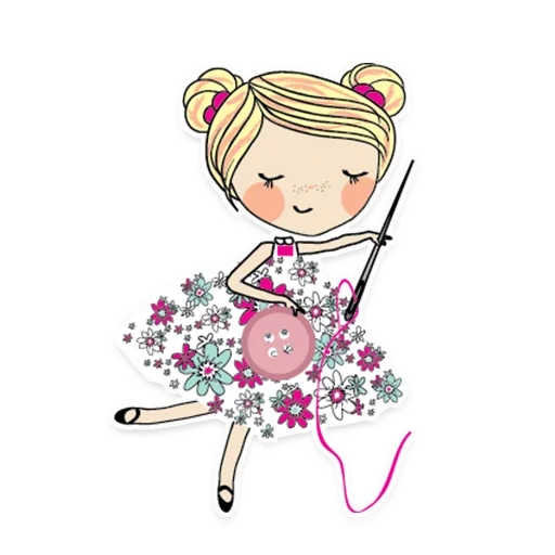 needle and thread, girl figure, female clip, little girl pattern