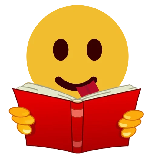 emoji, smiley mit einem buch, bibliothek emoticons