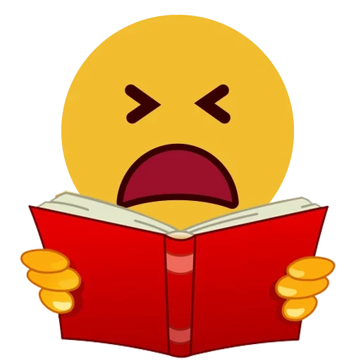emoji, smiley con un libro, texto de la página