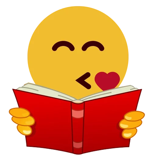 sonrisa de libro, smiley con un libro, emoticones de la biblioteca
