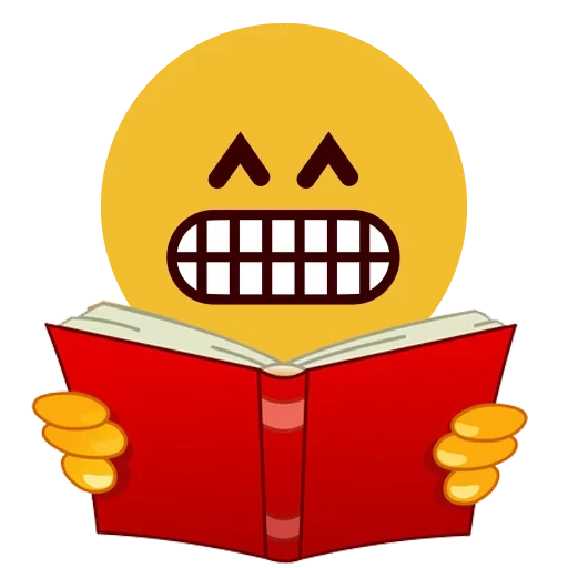 smiley con un libro, lector sonriente, texto de la página