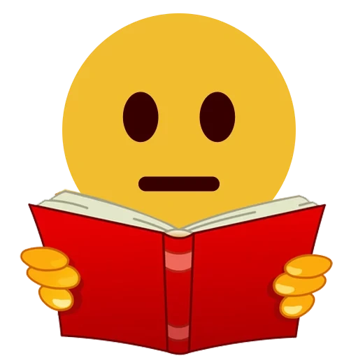 emoji, smiley con un libro, lector sonriente, emoticones de la biblioteca