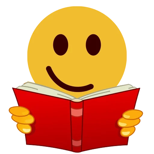 sonrisa de libro, smiley con un libro, smiley con un libro, emoticones de la biblioteca