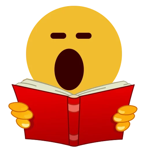 emoji, smiley con un libro, lector sonriente