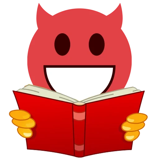 bookshelf, expression demon, smiling face of the devil