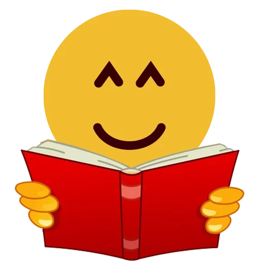 emoji, buch lächeln, smiley mit einem buch, große emoticons, bibliothek emoticons