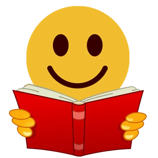 smiley mit einem buch, lächelnd smiley, bibliothek emoticons