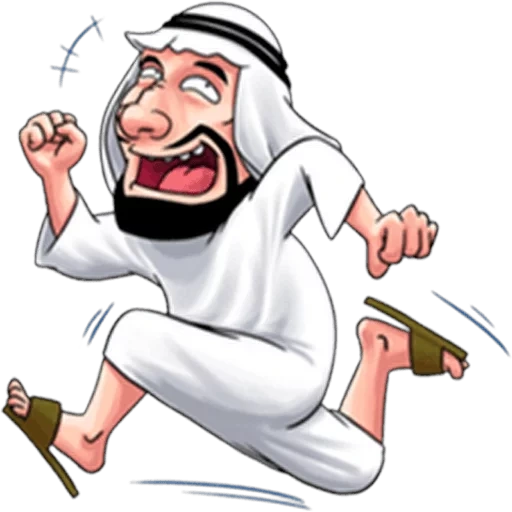 hombre, musulmanes, red de dibujos animados, malvado corobuk árabe