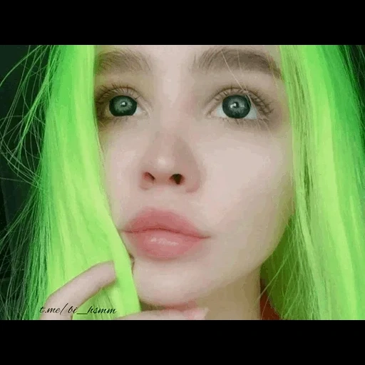 mensch, junge frau, mädchen, haarfarbe, grüne haare