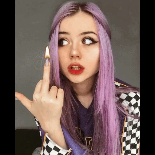 young woman, emo girls, lilac hair, violet hair, bloggers with purple hair