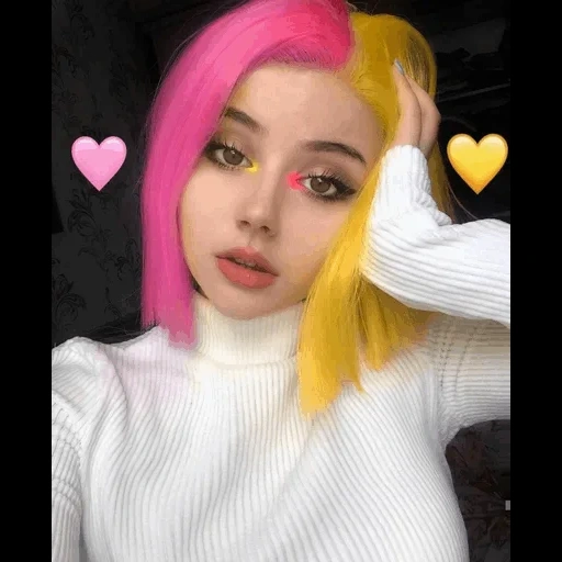 giovane donna, sofia rudski, gente meravigliosa, i capelli sono rosa, acconciature di ragazze