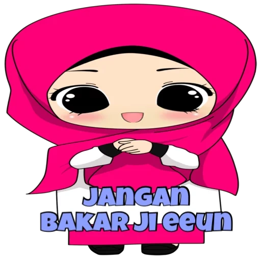 kuthar, junge frau, chibi hijabe, gambar kartun, hijab cartoon