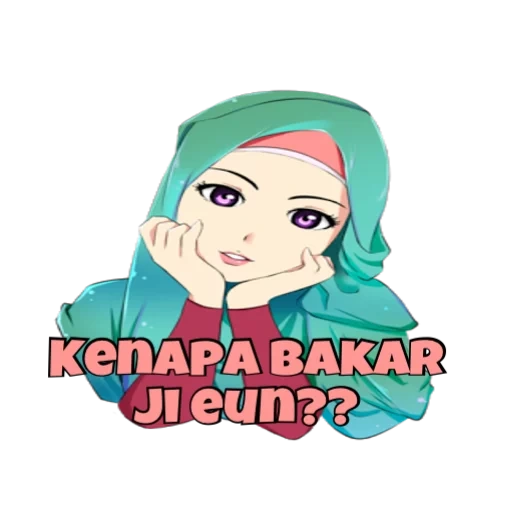 kartun, girl, the hijab is beautiful, muslim headscarf animation, muslim women