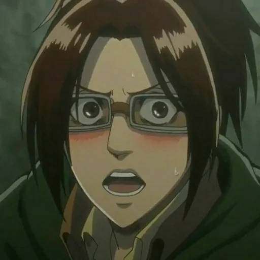 hanji, hanji zoe, attack of the titans, embarrassed hanji zoe, attack of titans characters