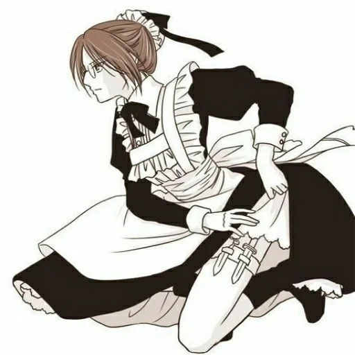 housemaid, anime characters, ciel is maid, a maid boy, hanji costume a maid