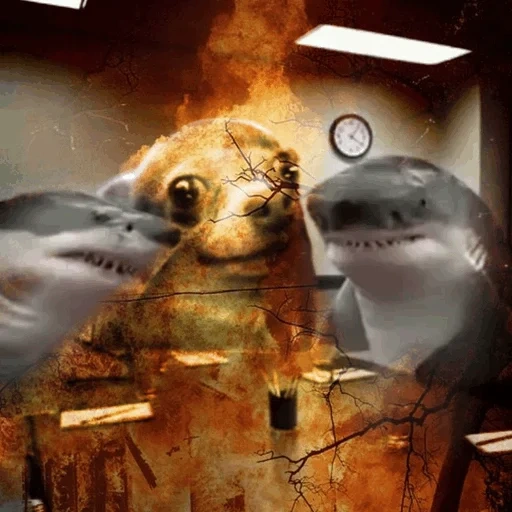 tiburón, el tiburón es grande, el tiburón es divertido, tiburón detrás del vaso, el tiburón es grande blanco