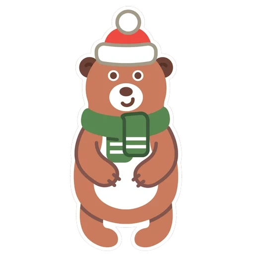 bear, new year's, bear brown, bear brown, niue 2021 sticker