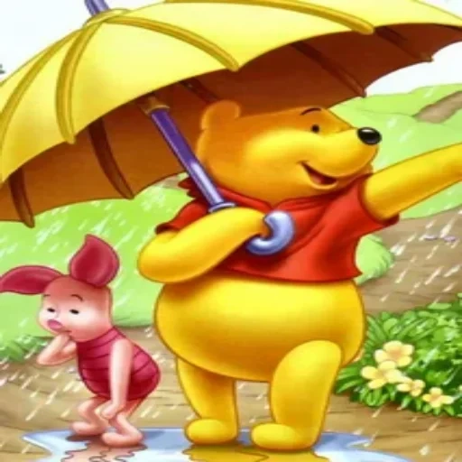 sad song, winnie the pooh, after the rain, piglet with an umbrella, piglet under an umbrella