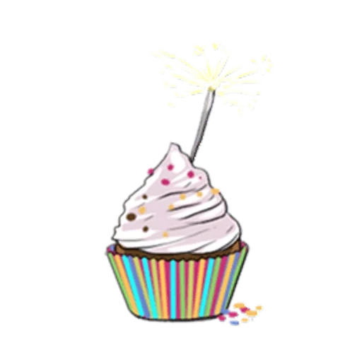 pastel, magdalena, ilustración, dibujo de cex, feliz cumpleaños cupcake
