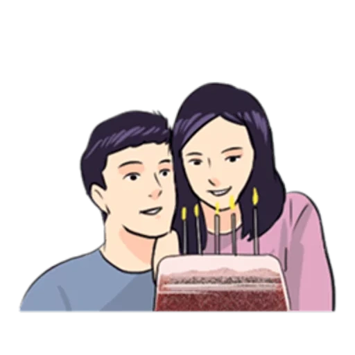 asian, human, love couple, cartoon couples, complement of illustrations