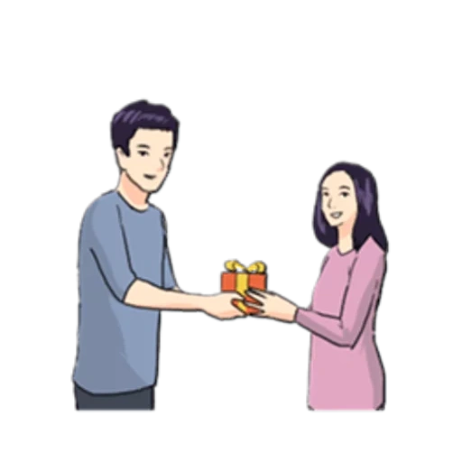 asian, gift, a couple, a young couple, gifts of gifts