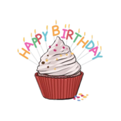 illustrazione, cupcake di buon compleanno, auguri di buon compleanno, adesivi di buon compleanno, piccolo disegno cessico