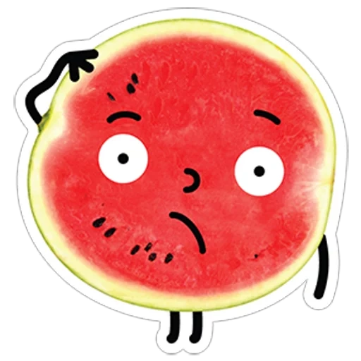 wassermelone, ein stück wassermelone, wassermelonenaufkleber, ein stück wassermelone mit einem lächeln