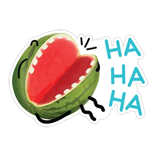 semangka, bermain dengan semangka, hiu semangka, stiker semangka