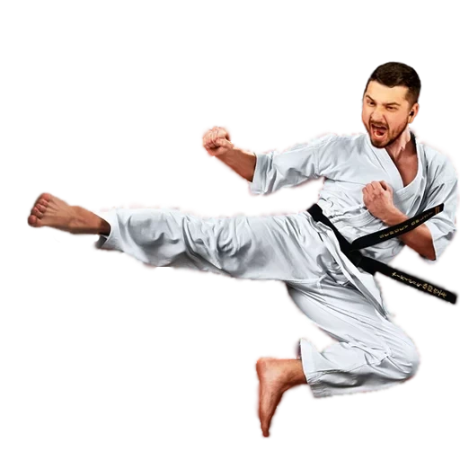 atleta di karate, sfondo di karate, karate kyokushinkai, karate su bianco, shinjing guokai karate