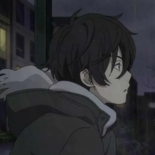 figura, menino anime, yoshida spring, animação triste, personagem de anime