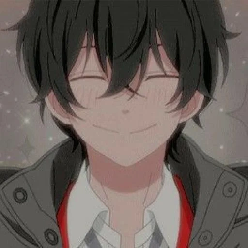 anime anak laki-laki, anime boy, senyum haru, pria karakter anime, anime man smile